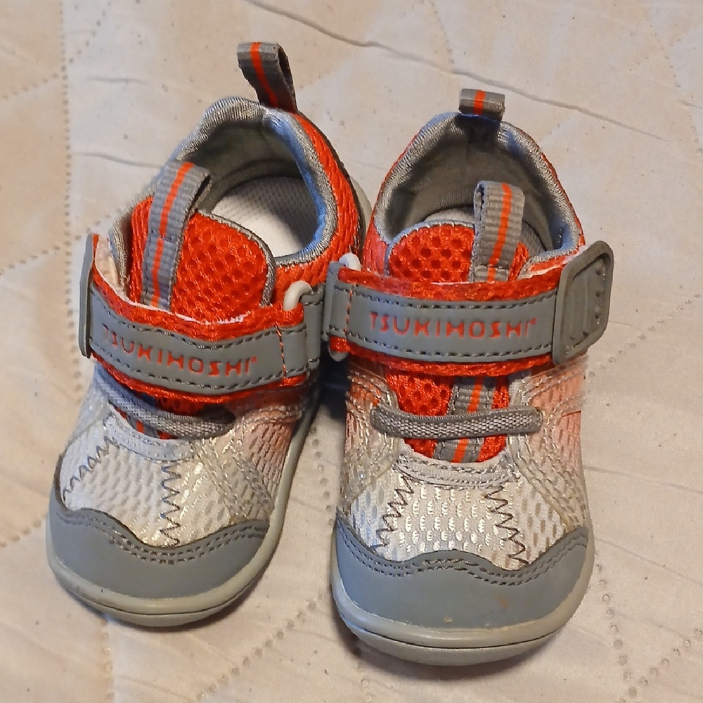 Tsukihoshi Orange and Gray Sneakers with Breathable Mesh